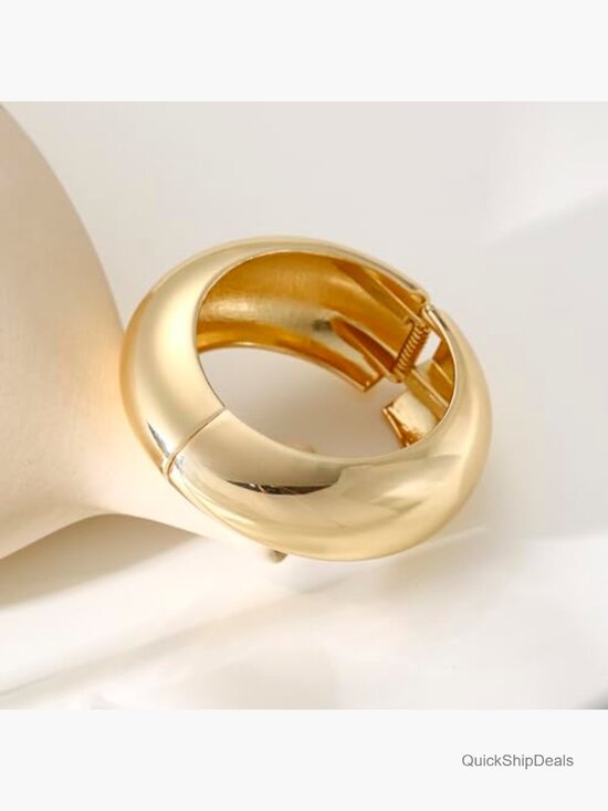 14K Gold Plated Hinged Arm Cuff Bangle Bracelet for Women - Picture 4 of 7